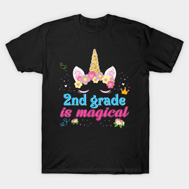 2nd Grade Is Magical Unicorn Girl Back To School Second Kid T-Shirt by FONSbually